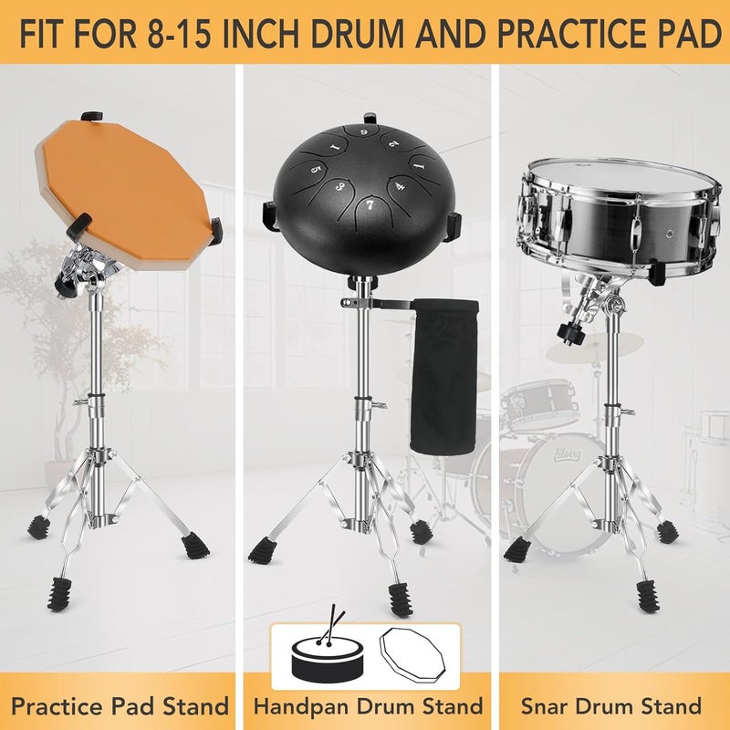 Seteol Snare Drum Stand Snare Stand with Drumstick Holder and a Pair of 5A Drum Sticks Fit for 8 to 15 Inch Snare Drum and Practice Pad, Adjustable Height 15.8 to 22.8 Inches for Drum - Image 5